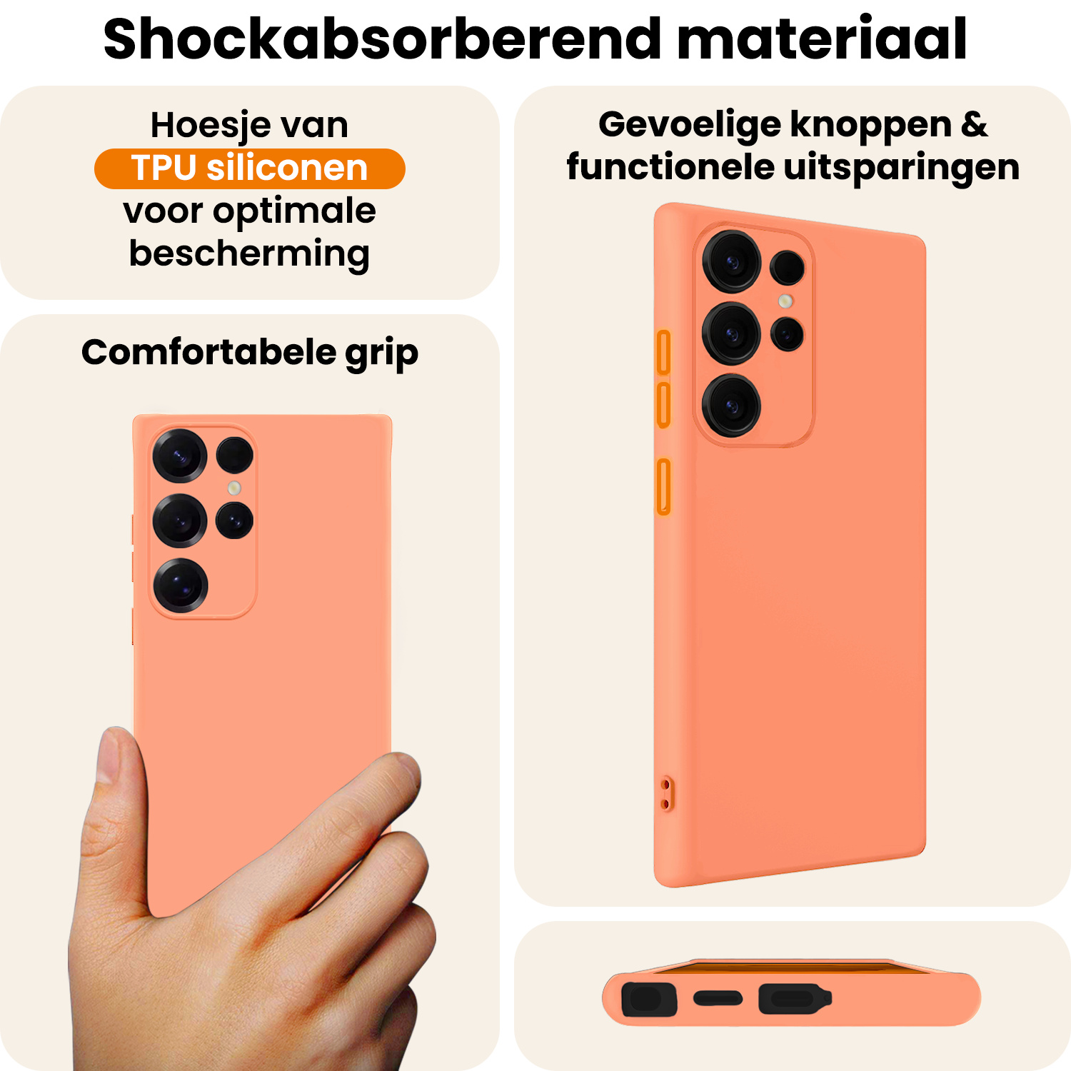 Nomfy Nomfy Samsung Galaxy S25 Ultra Hoesje Siliconen Met Screenprotector - Perzik