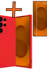 Nomfy Nomfy Samsung Galaxy S25 Ultra Hoesje Siliconen Met Screenprotector - Rood