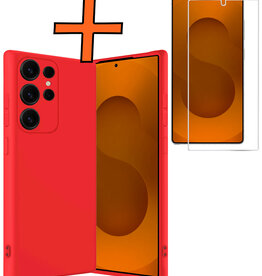 Nomfy Nomfy Samsung Galaxy S25 Ultra Hoesje Siliconen Met Screenprotector - Rood