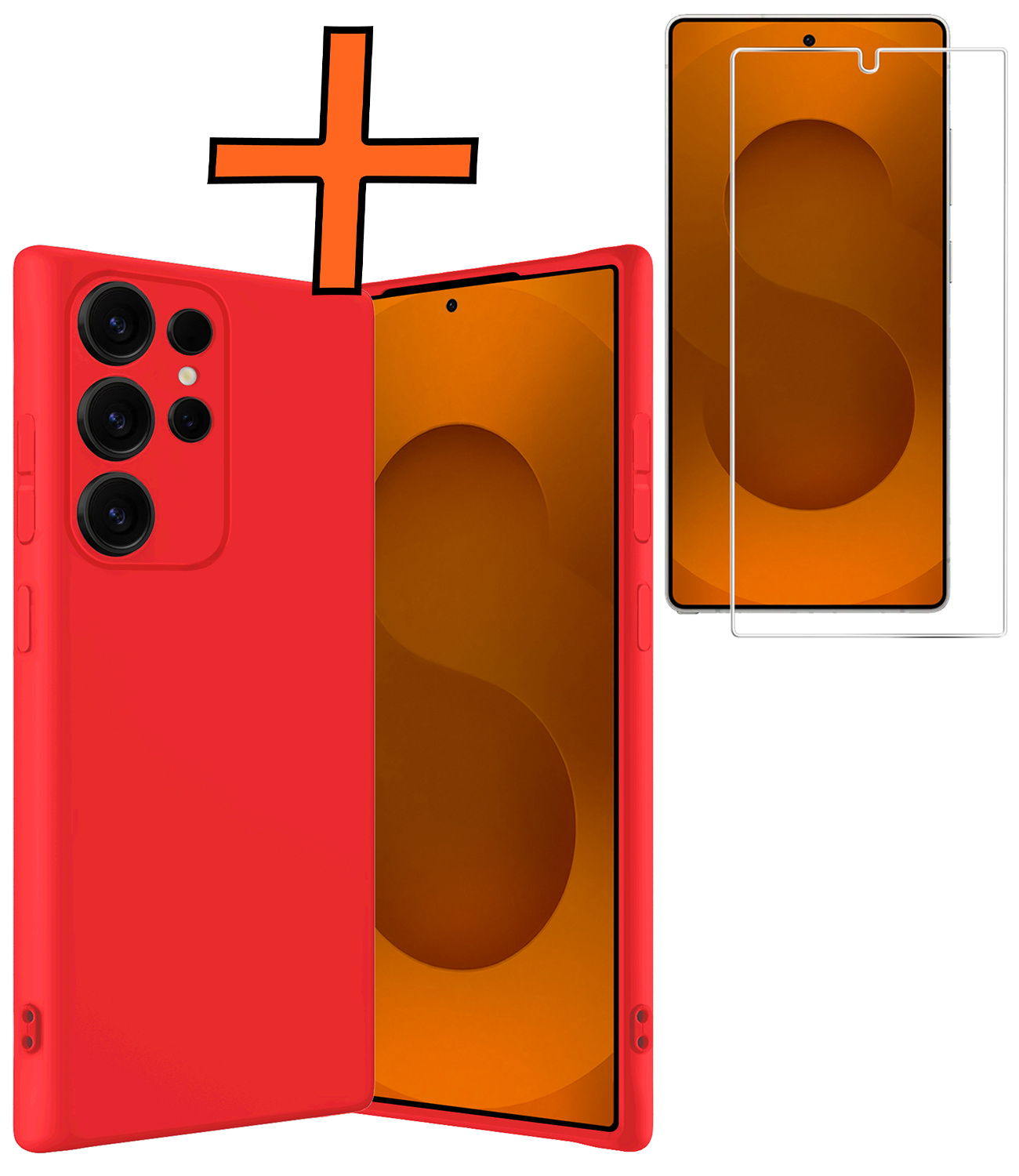 Nomfy Nomfy Samsung Galaxy S25 Ultra Hoesje Siliconen Met Screenprotector - Rood