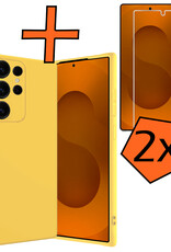 Nomfy Nomfy Samsung Galaxy S25 Ultra Hoesje Siliconen Met 2x Screenprotector - Geel