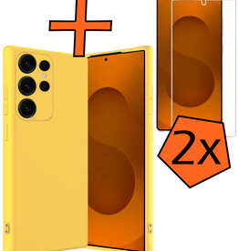 Nomfy Nomfy Samsung Galaxy S25 Ultra Hoesje Siliconen Met 2x Screenprotector - Geel