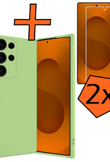 Nomfy Nomfy Samsung Galaxy S25 Ultra Hoesje Siliconen Met 2x Screenprotector - Groen