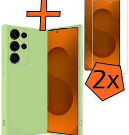 Nomfy Nomfy Samsung Galaxy S25 Ultra Hoesje Siliconen Met 2x Screenprotector - Groen
