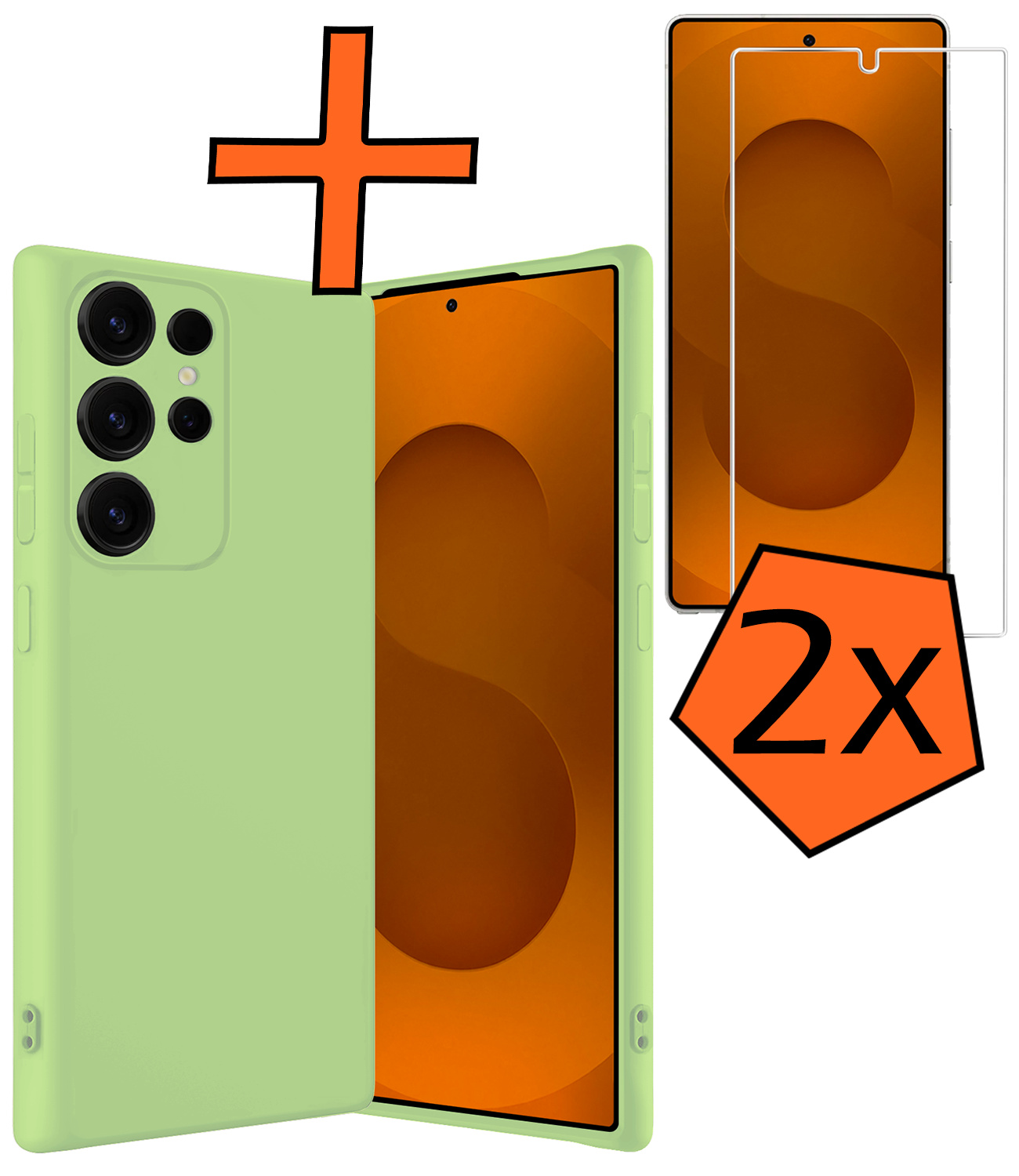 Nomfy Nomfy Samsung Galaxy S25 Ultra Hoesje Siliconen Met 2x Screenprotector - Groen