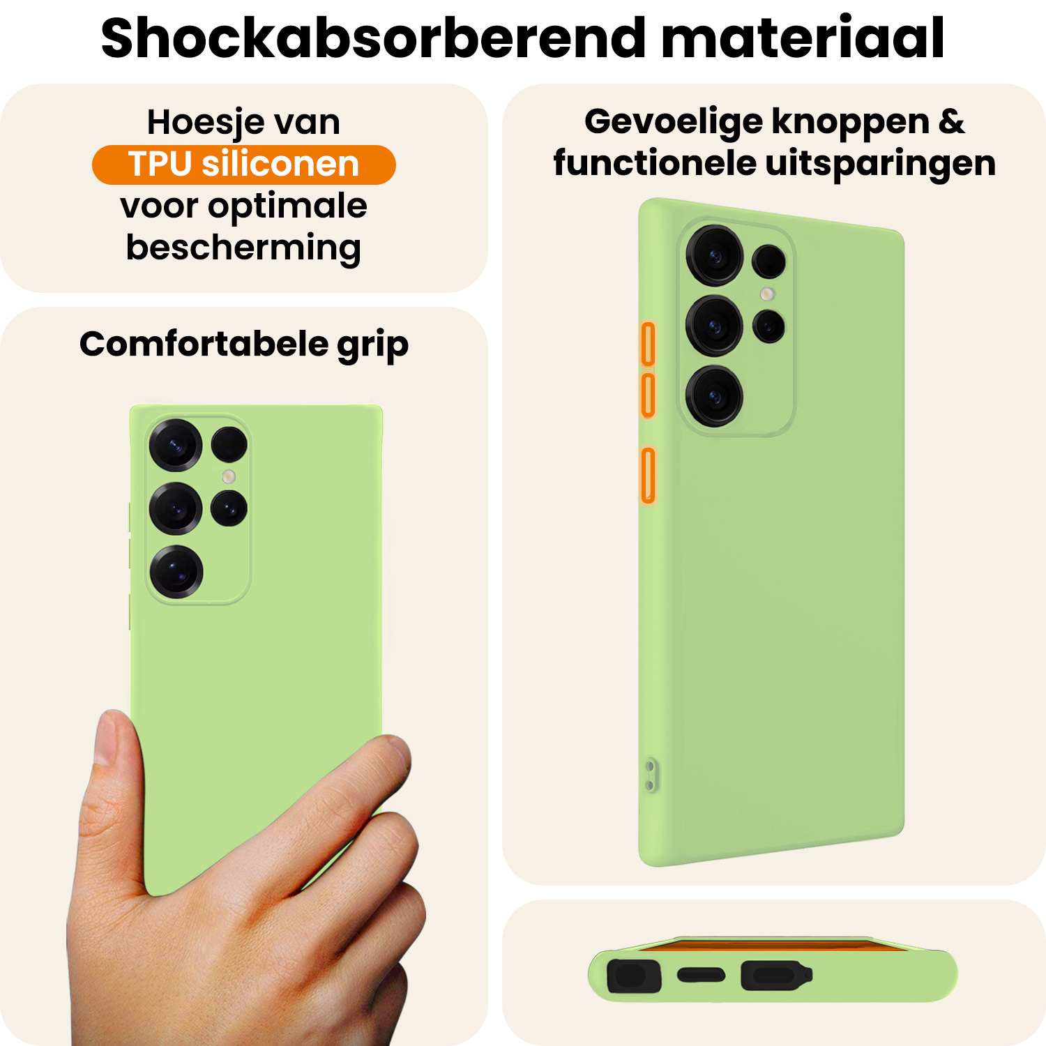 Nomfy Nomfy Samsung Galaxy S25 Ultra Hoesje Siliconen Met 2x Screenprotector - Groen