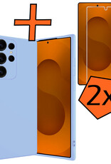 Nomfy Nomfy Samsung Galaxy S25 Ultra Hoesje Siliconen Met 2x Screenprotector - Lichtblauw