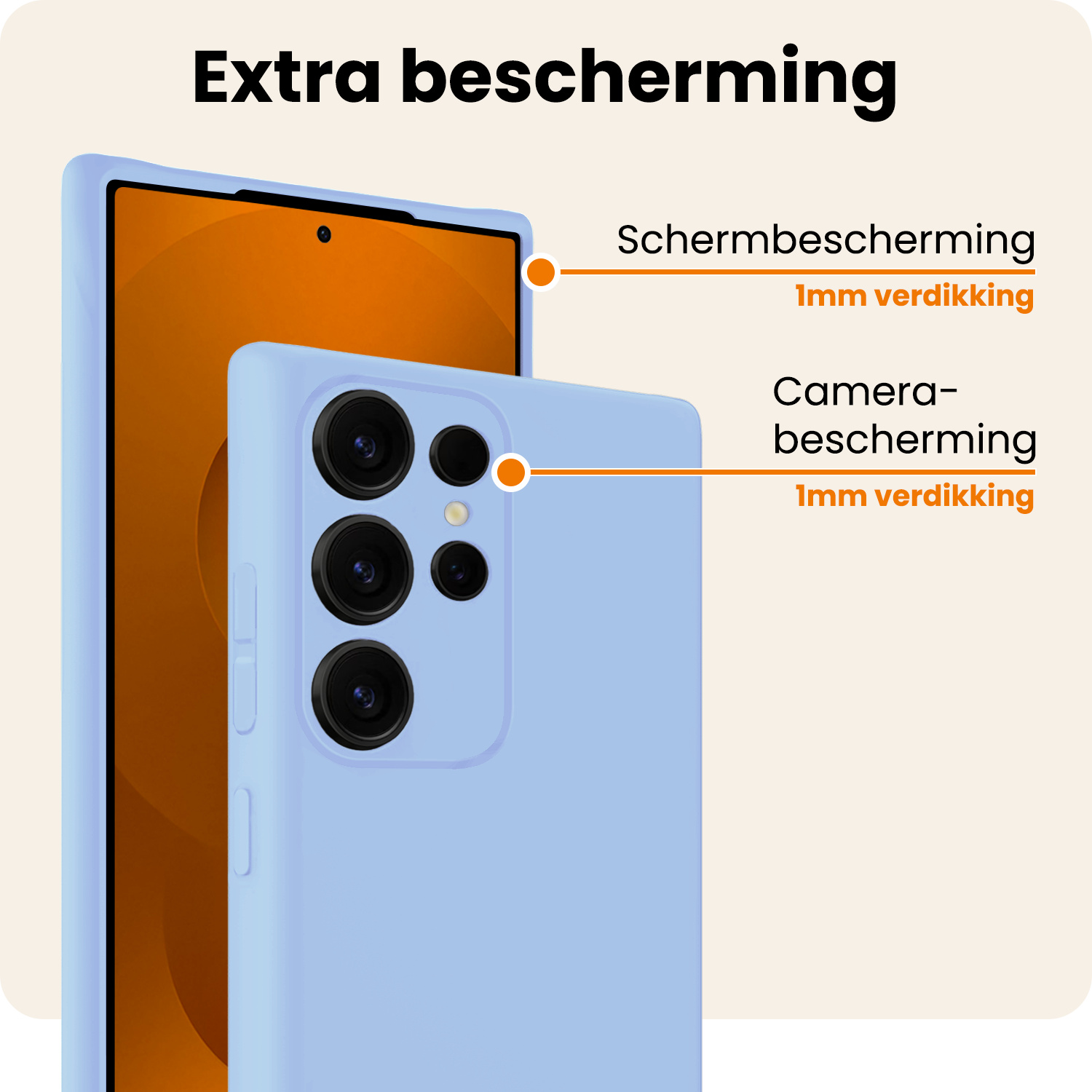 Nomfy Nomfy Samsung Galaxy S25 Ultra Hoesje Siliconen Met 2x Screenprotector - Lichtblauw