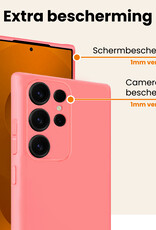 Nomfy Nomfy Samsung Galaxy S25 Ultra Hoesje Siliconen Met 2x Screenprotector - Lichtroze