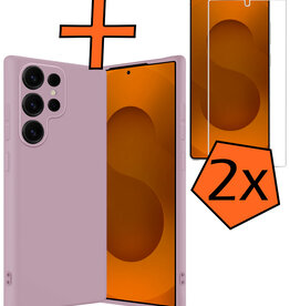 Nomfy Nomfy Samsung Galaxy S25 Ultra Hoesje Siliconen Met 2x Screenprotector - Lila