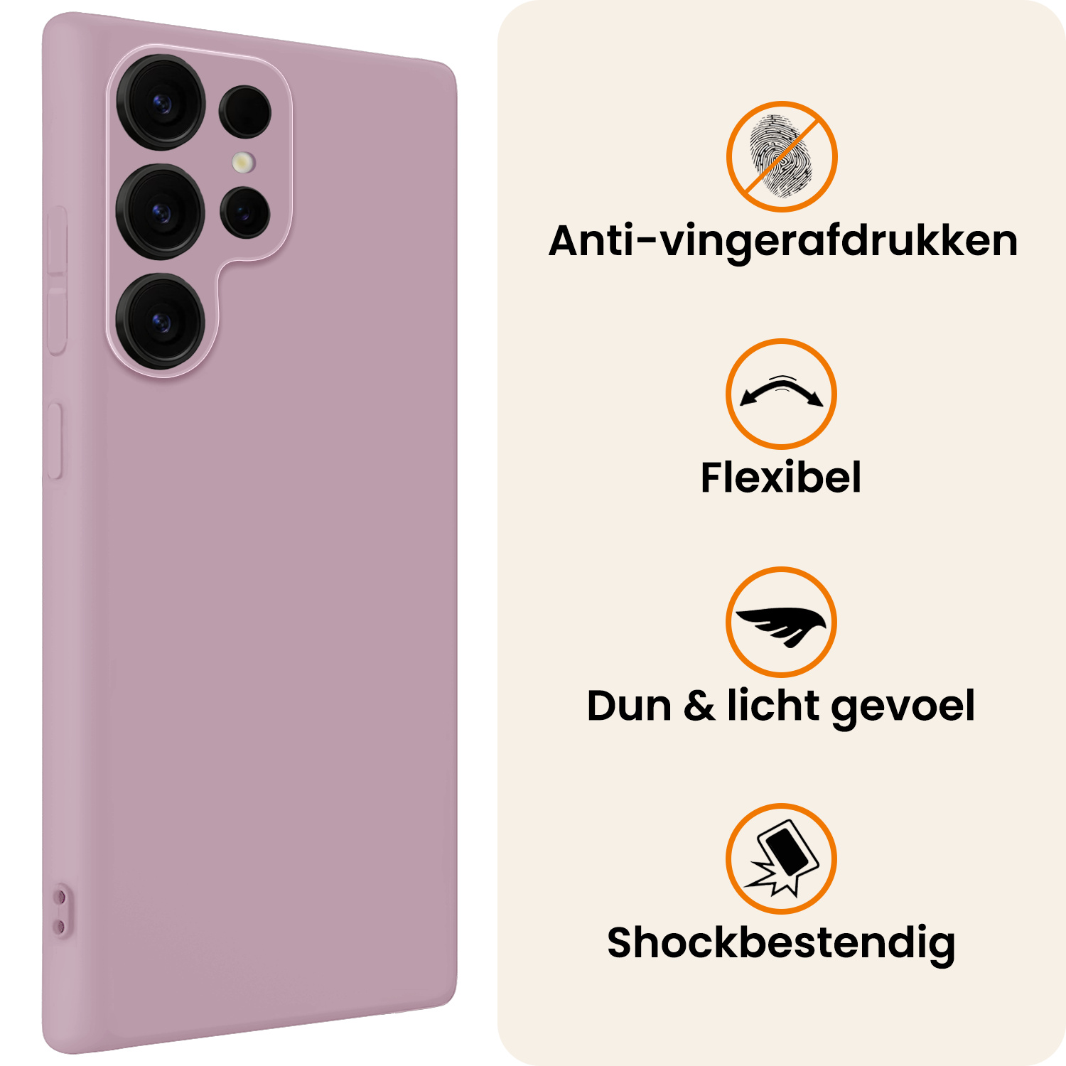 Nomfy Nomfy Samsung Galaxy S25 Ultra Hoesje Siliconen Met 2x Screenprotector - Lila