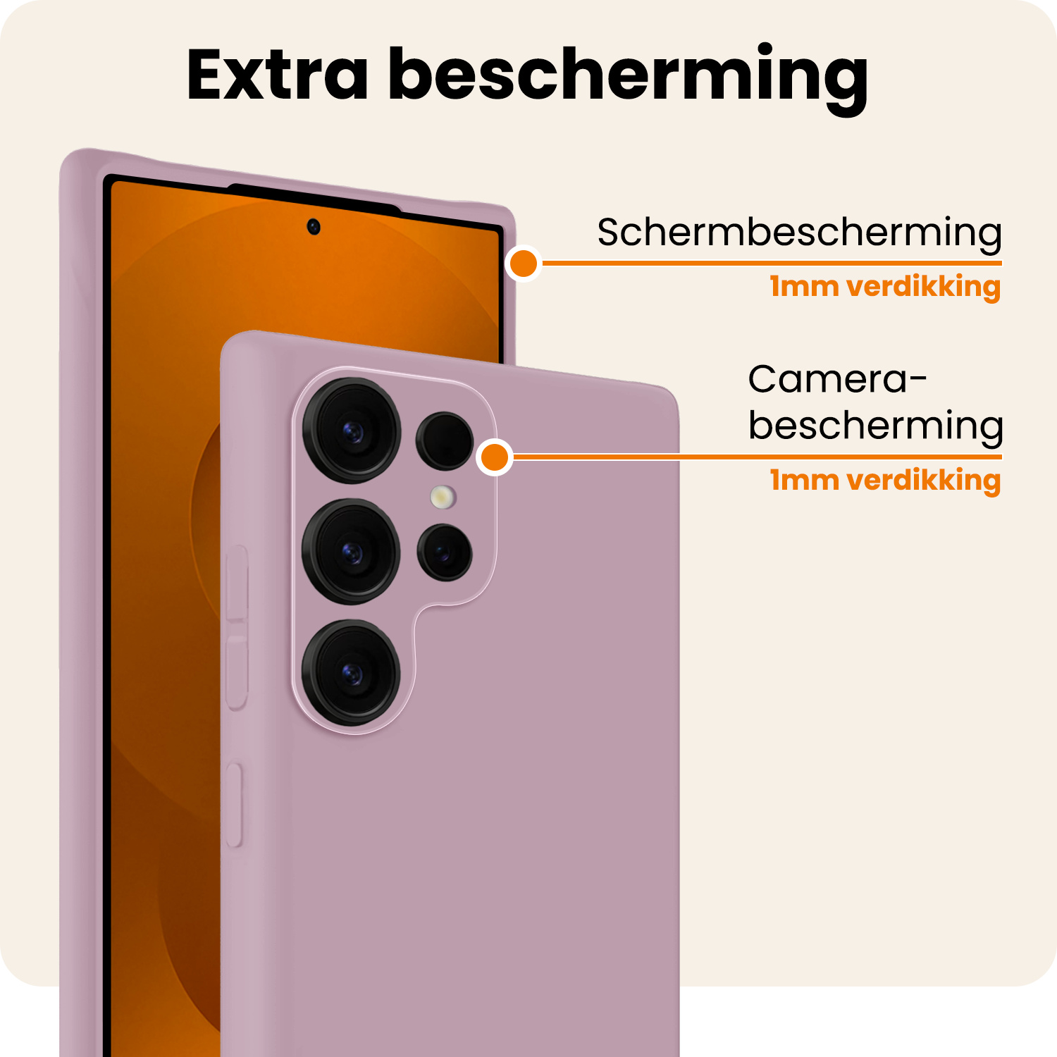 Nomfy Nomfy Samsung Galaxy S25 Ultra Hoesje Siliconen Met 2x Screenprotector - Lila