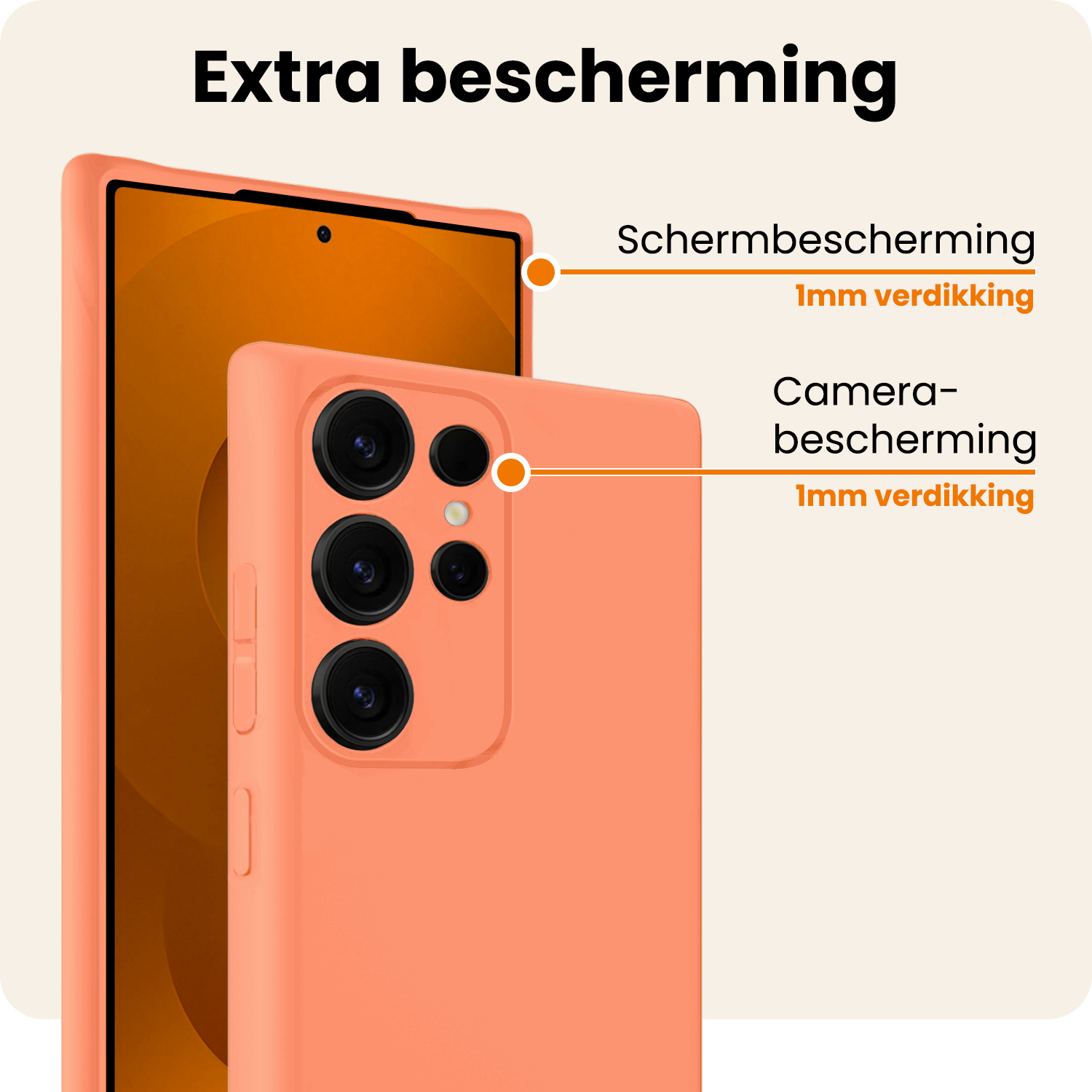 Nomfy Nomfy Samsung Galaxy S25 Ultra Hoesje Siliconen Met 2x Screenprotector - Perzik