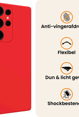 Nomfy Nomfy Samsung Galaxy S25 Ultra Hoesje Siliconen Met 2x Screenprotector - Rood