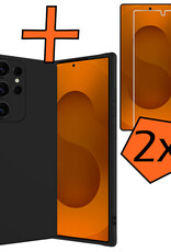 Nomfy Nomfy Samsung Galaxy S25 Ultra Hoesje Siliconen Met 2x Screenprotector - Zwart