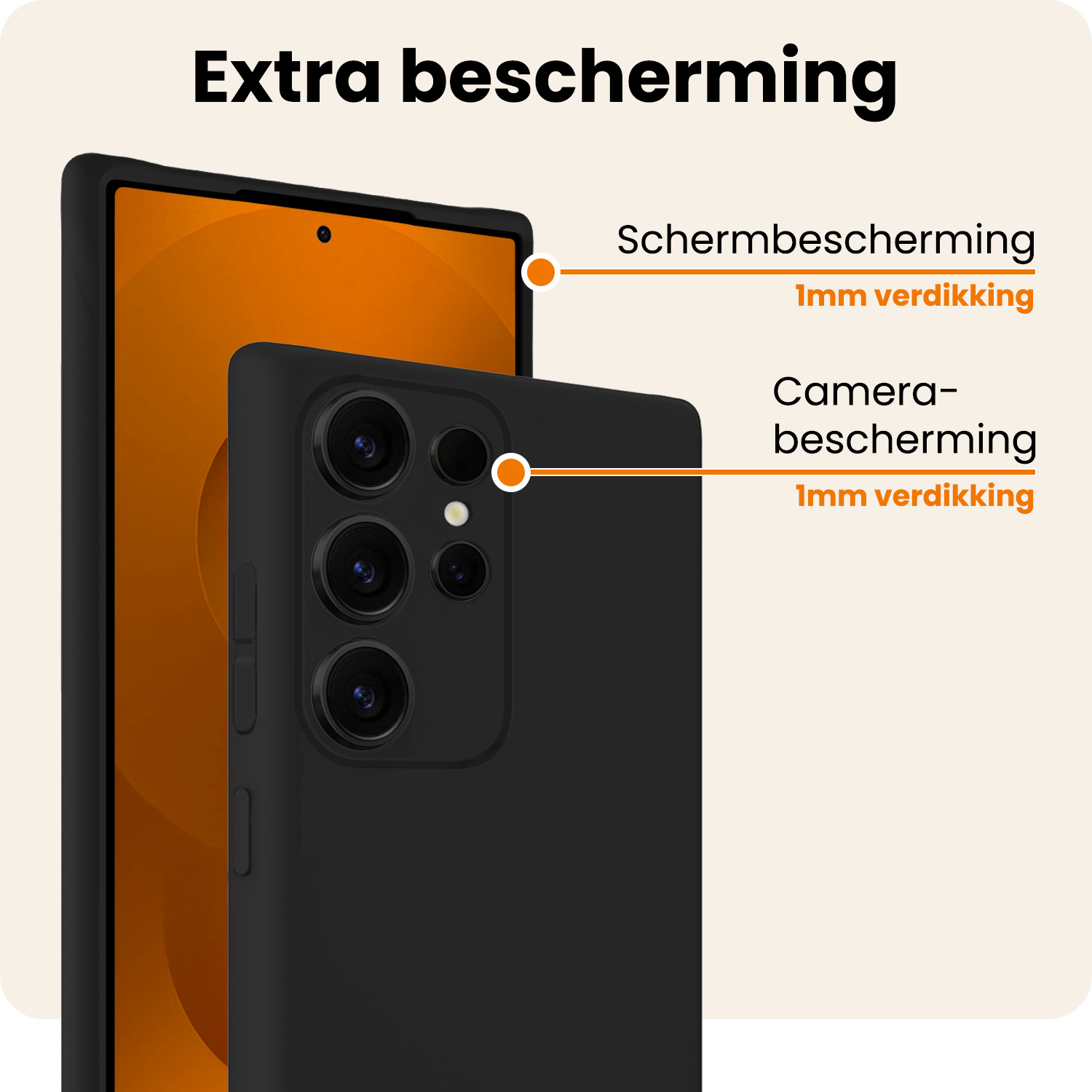 Nomfy Nomfy Samsung Galaxy S25 Ultra Hoesje Siliconen Met 2x Screenprotector - Zwart