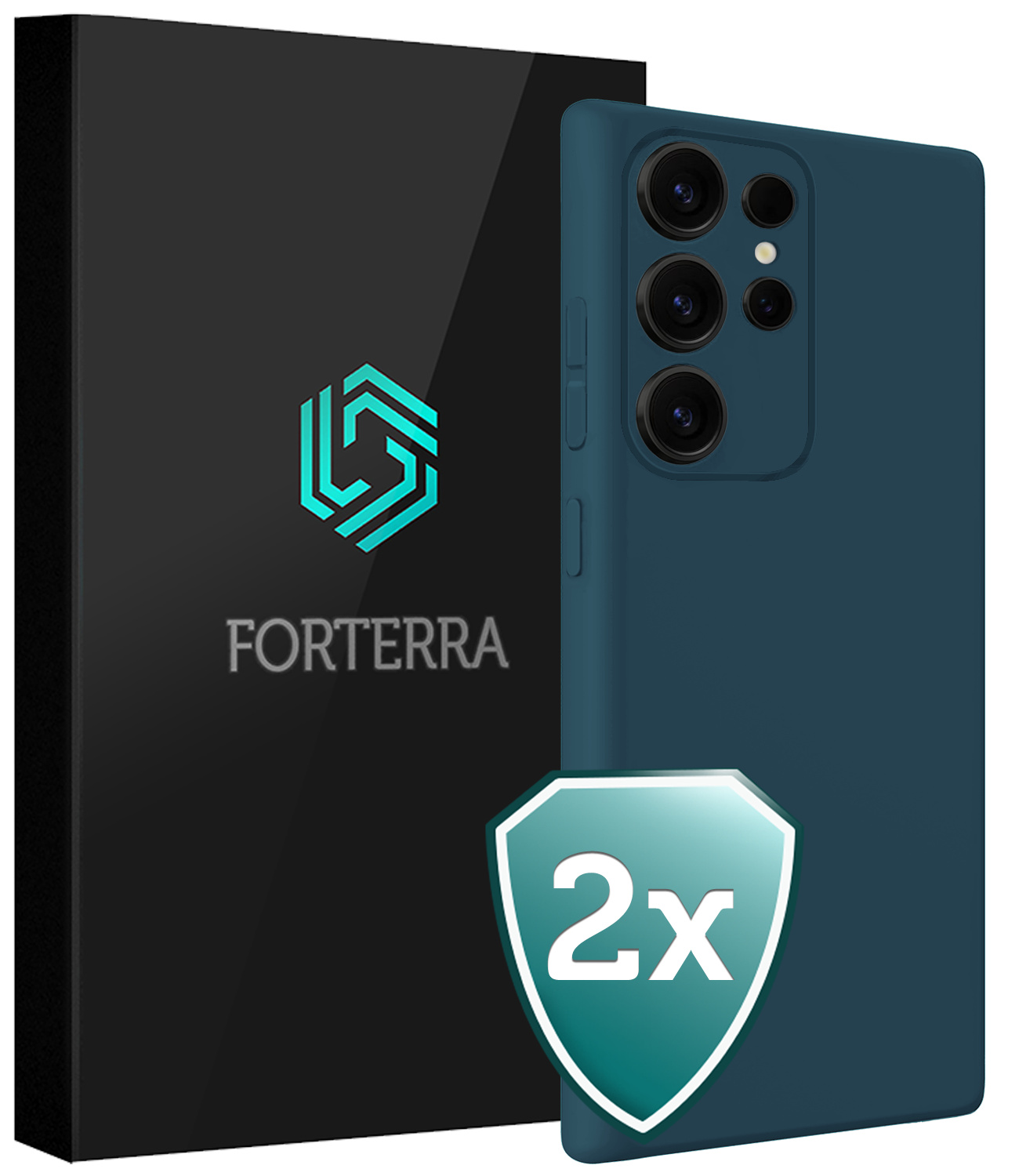 Forterra Forterra Samsung Galaxy S25 Ultra Hoesje Siliconen - Donkerblauw - 2 PACK