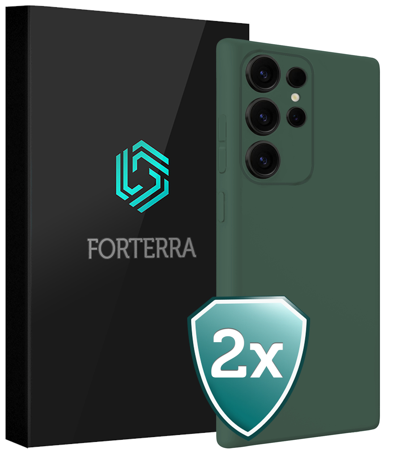 Forterra Forterra Samsung Galaxy S25 Ultra Hoesje Siliconen - Donkergroen - 2 PACK