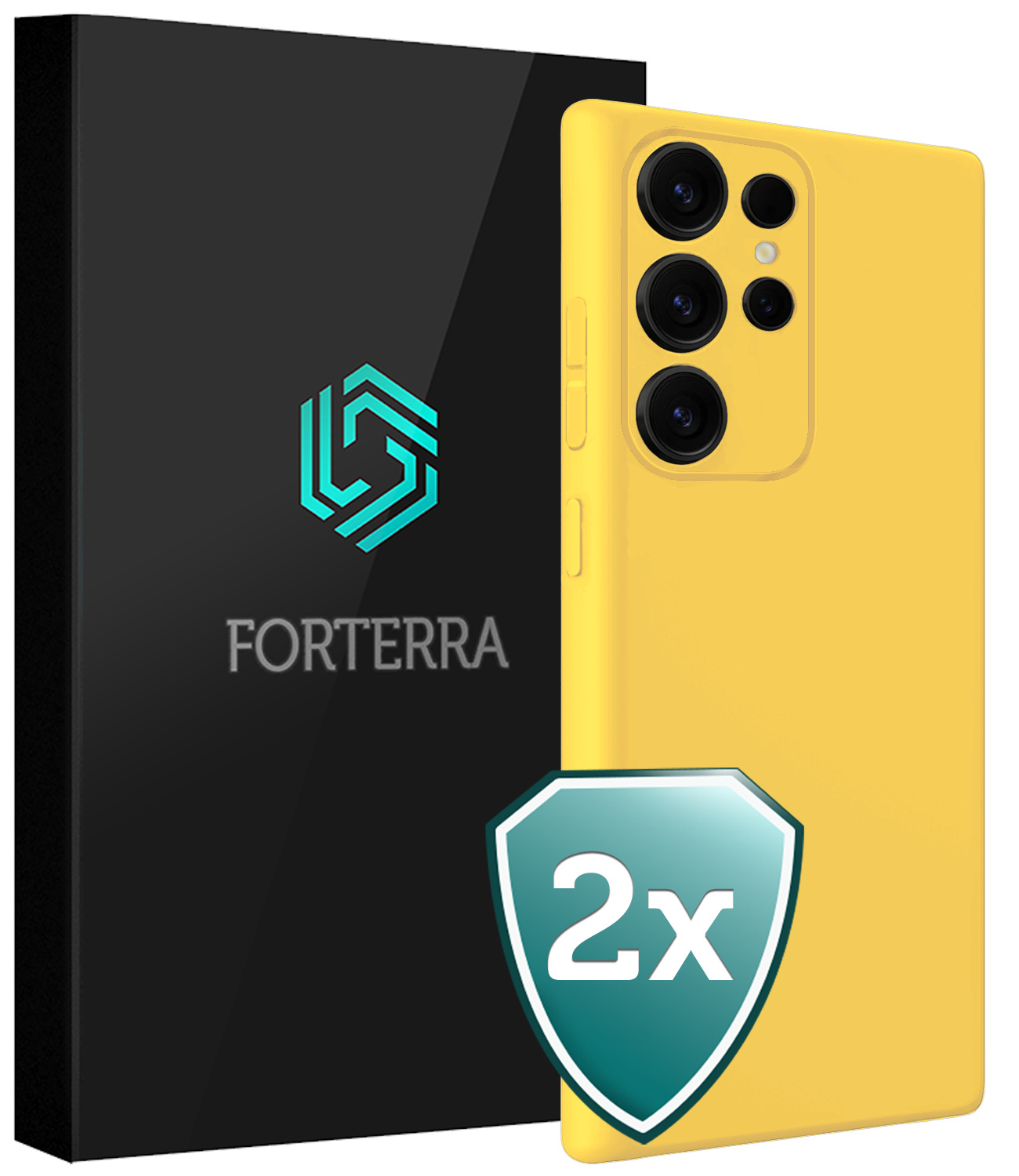 Forterra Forterra Samsung Galaxy S25 Ultra Hoesje Siliconen - Geel - 2 PACK