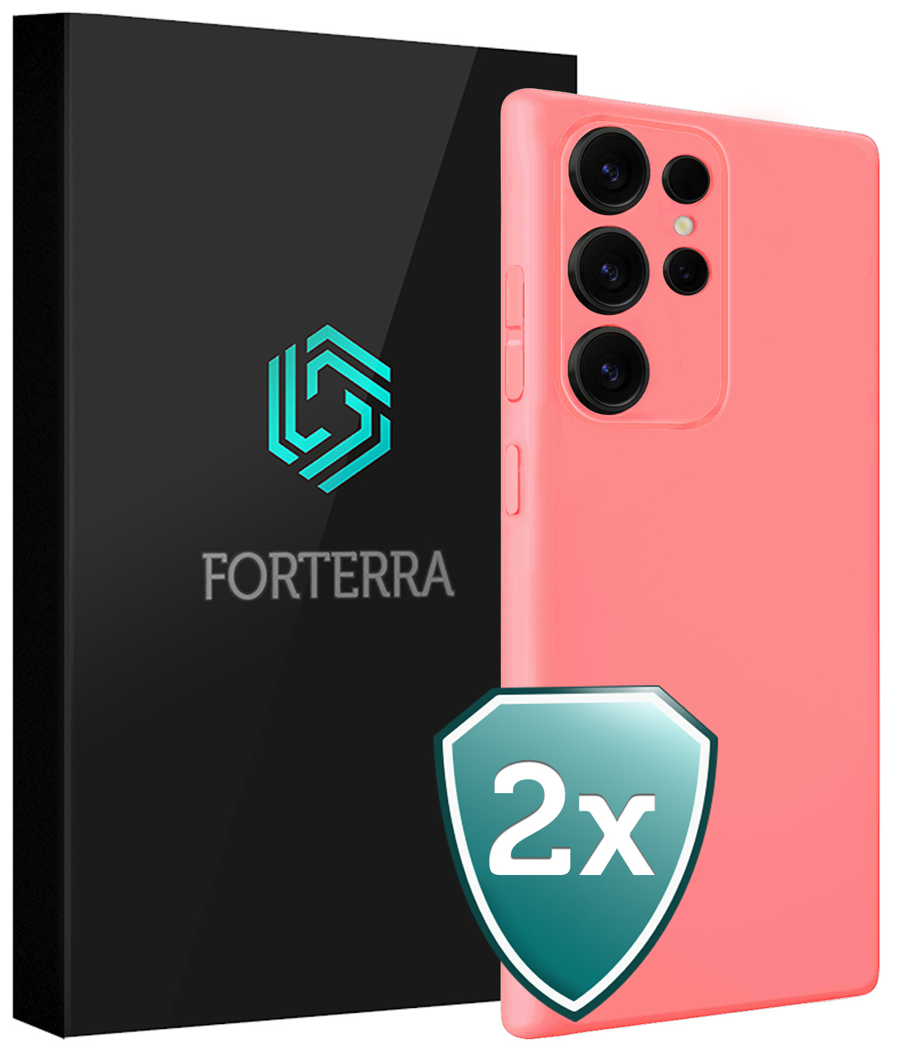 Forterra Forterra Samsung Galaxy S25 Ultra Hoesje Siliconen - Lichtroze - 2 PACK