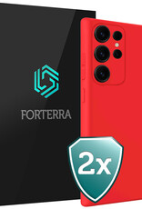 Forterra Forterra Samsung Galaxy S25 Ultra Hoesje Siliconen - Rood - 2 PACK