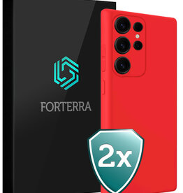 Forterra Forterra Samsung Galaxy S25 Ultra Hoesje Siliconen - Rood - 2 PACK