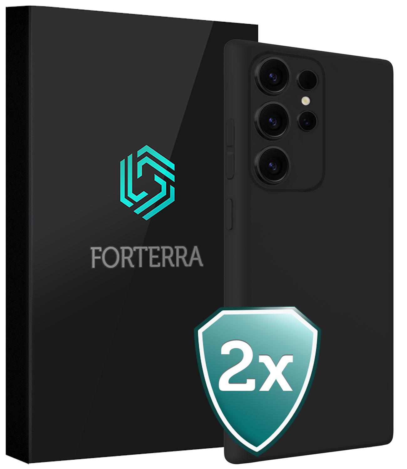 Forterra Forterra Samsung Galaxy S25 Ultra Hoesje Siliconen - Zwart - 2 PACK