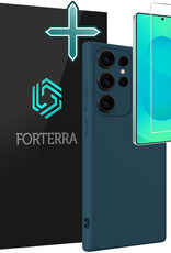 Forterra Forterra Samsung Galaxy S25 Ultra Hoesje Siliconen Met Screenprotector - Donkerblauw