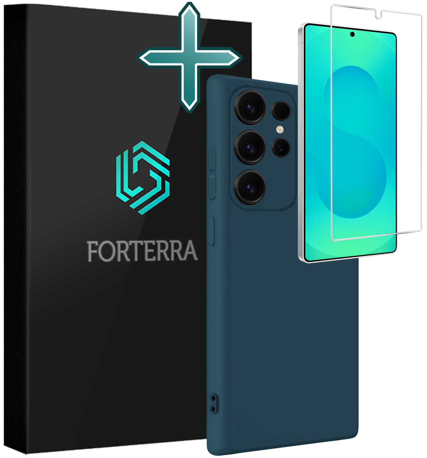 Forterra Forterra Samsung Galaxy S25 Ultra Hoesje Siliconen Met Screenprotector - Donkerblauw