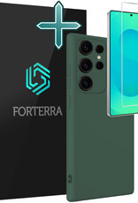 Forterra Forterra Samsung Galaxy S25 Ultra Hoesje Siliconen Met Screenprotector - Donkergroen