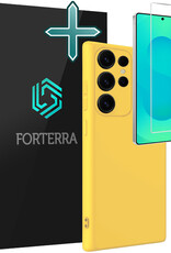 Forterra Forterra Samsung Galaxy S25 Ultra Hoesje Siliconen Met Screenprotector - Geel