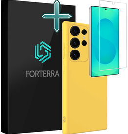 Forterra Forterra Samsung Galaxy S25 Ultra Hoesje Siliconen Met Screenprotector - Geel