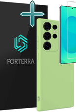 Forterra Forterra Samsung Galaxy S25 Ultra Hoesje Siliconen Met Screenprotector - Groen