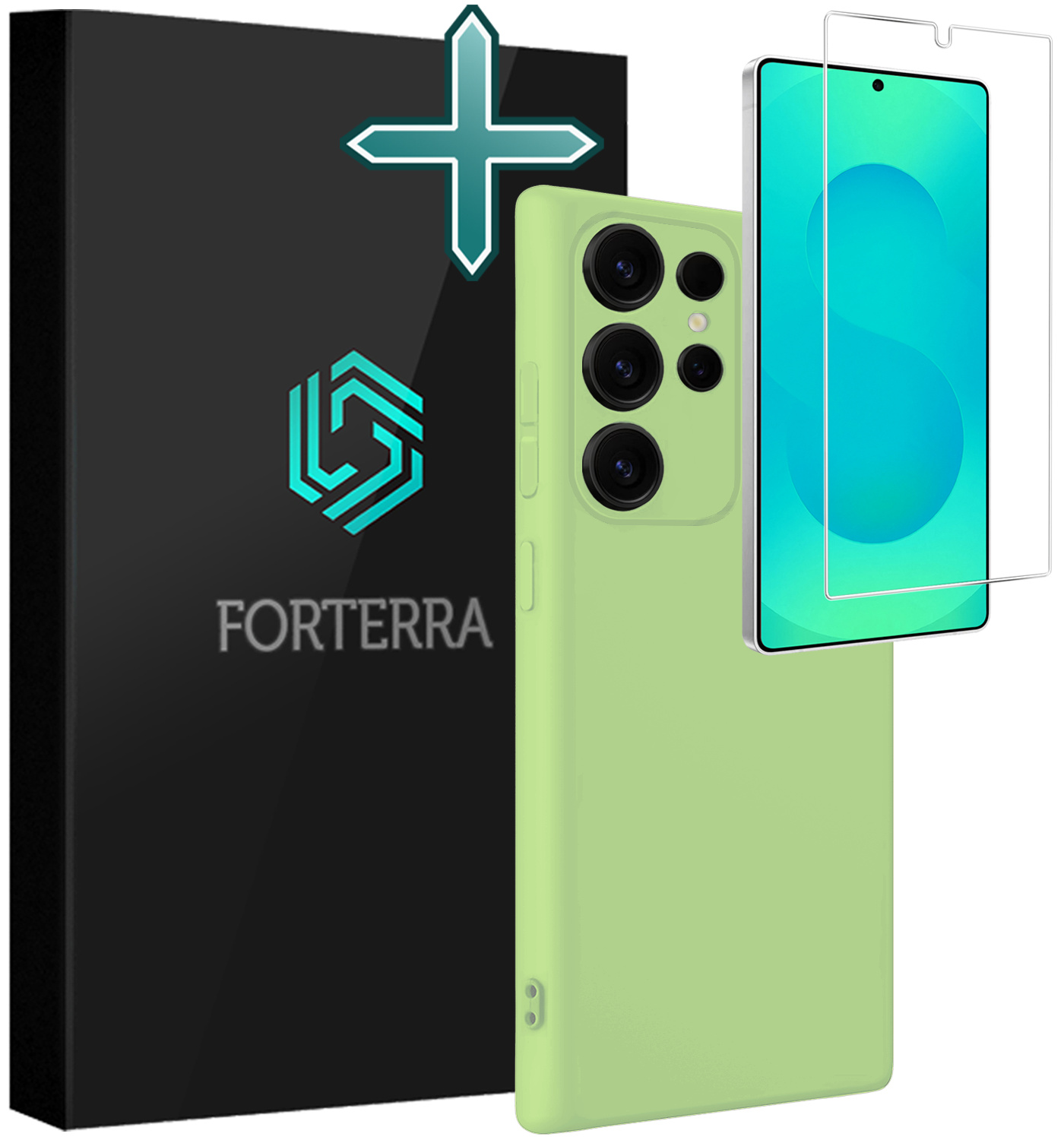 Forterra Forterra Samsung Galaxy S25 Ultra Hoesje Siliconen Met Screenprotector - Groen