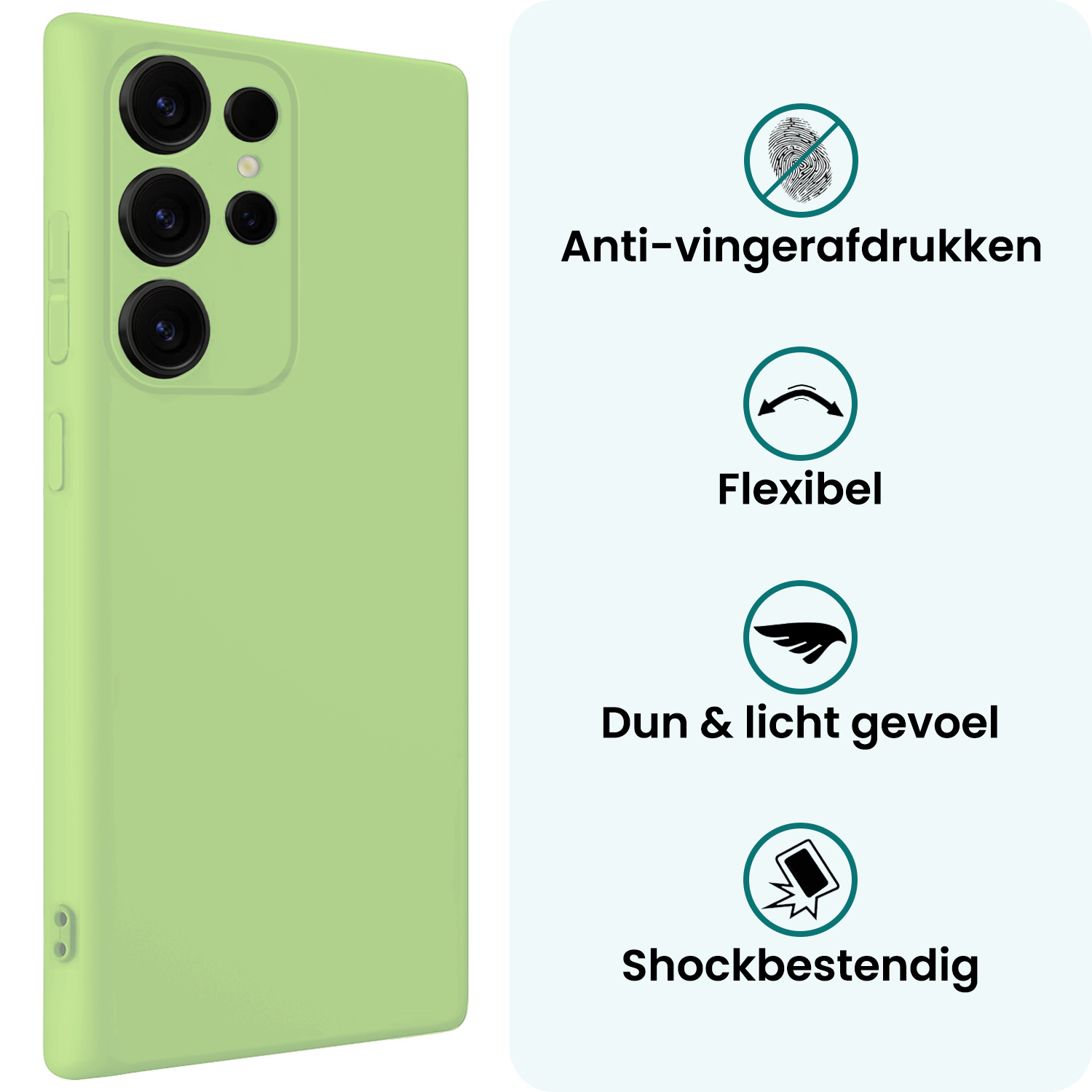Forterra Forterra Samsung Galaxy S25 Ultra Hoesje Siliconen Met Screenprotector - Groen
