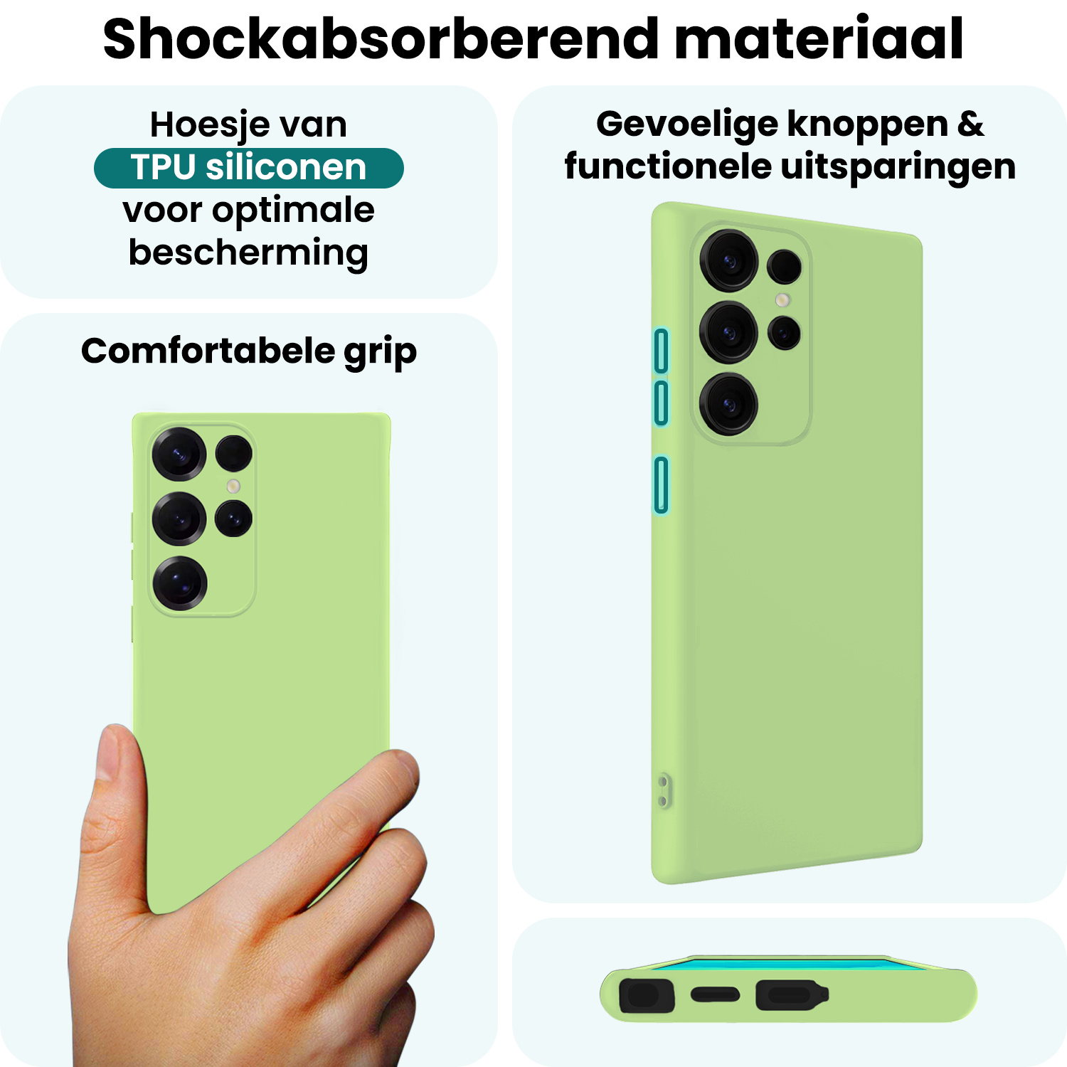 Forterra Forterra Samsung Galaxy S25 Ultra Hoesje Siliconen Met Screenprotector - Groen
