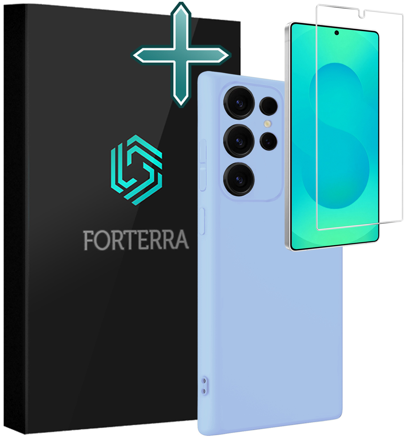 Forterra Forterra Samsung Galaxy S25 Ultra Hoesje Siliconen Met Screenprotector - Lichtblauw