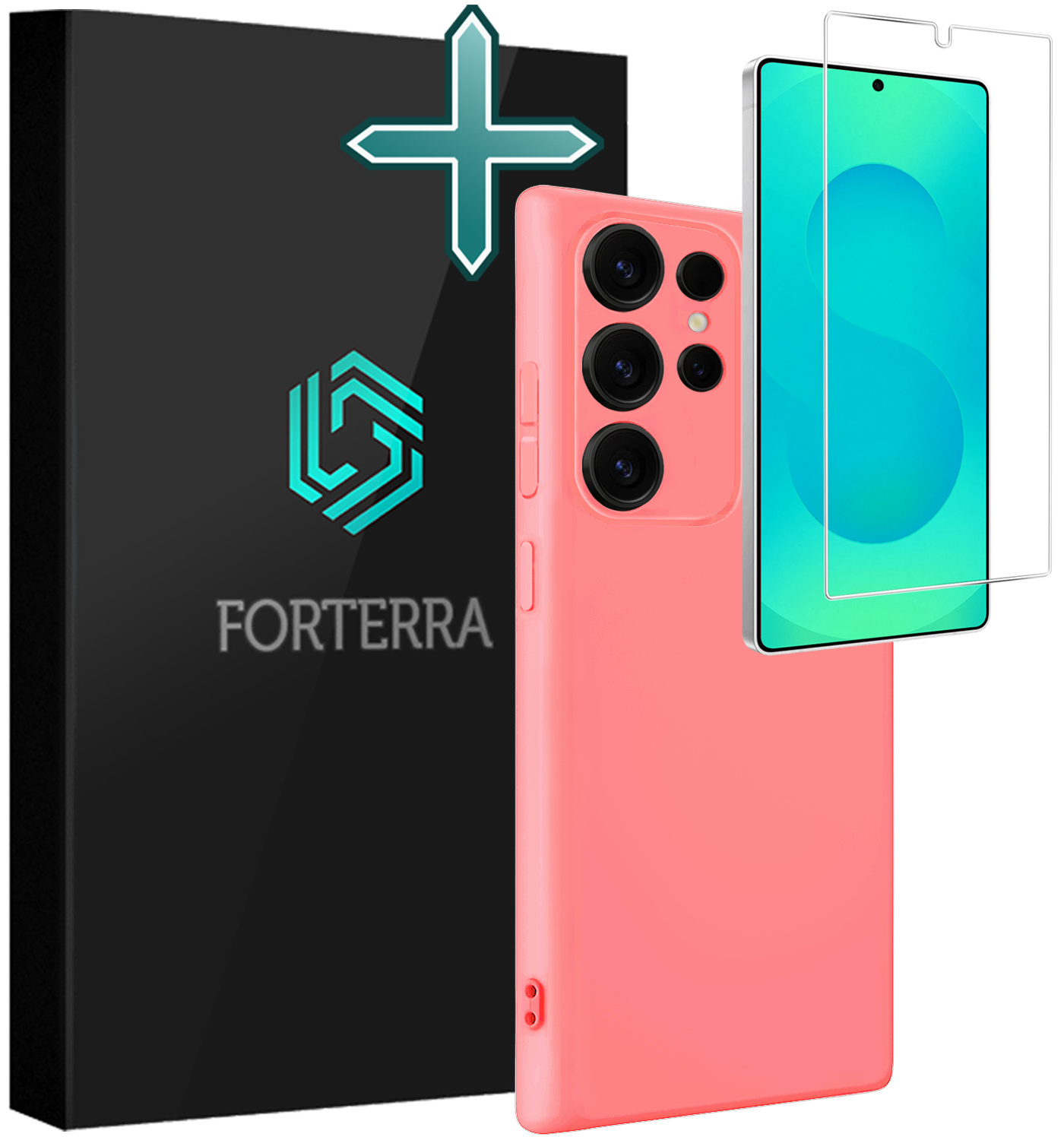 Forterra Forterra Samsung Galaxy S25 Ultra Hoesje Siliconen Met Screenprotector - Lichtroze