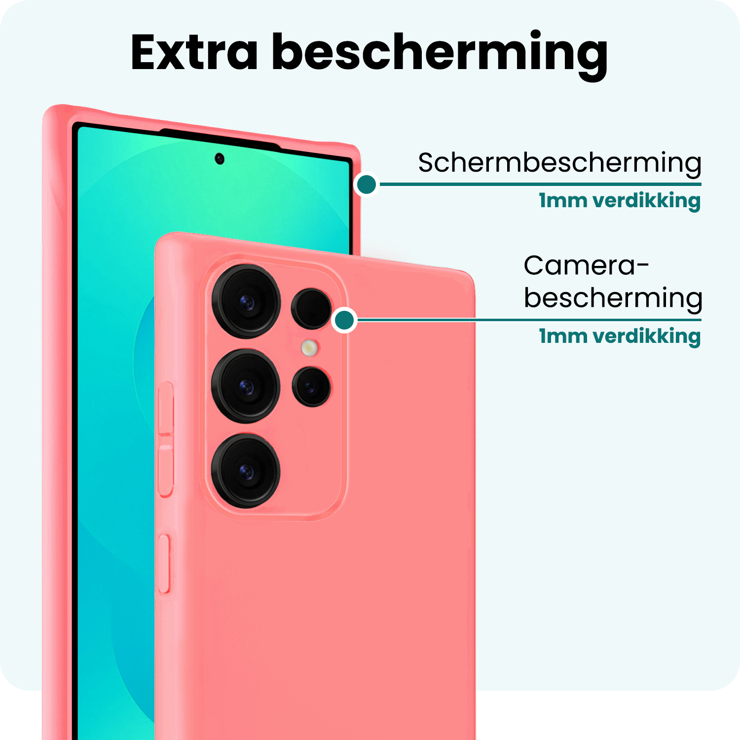 Forterra Forterra Samsung Galaxy S25 Ultra Hoesje Siliconen Met Screenprotector - Lichtroze