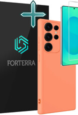Forterra Forterra Samsung Galaxy S25 Ultra Hoesje Siliconen Met Screenprotector - Perzik
