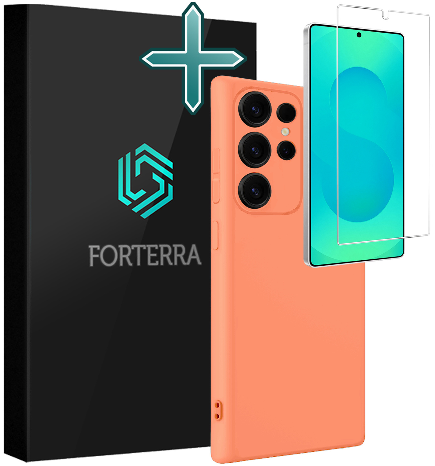 Forterra Forterra Samsung Galaxy S25 Ultra Hoesje Siliconen Met Screenprotector - Perzik