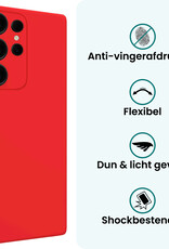 Forterra Forterra Samsung Galaxy S25 Ultra Hoesje Siliconen Met Screenprotector - Rood