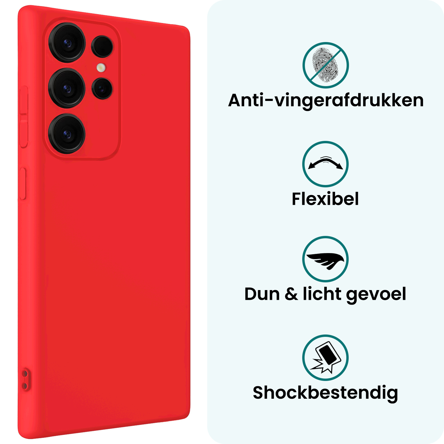Forterra Forterra Samsung Galaxy S25 Ultra Hoesje Siliconen Met Screenprotector - Rood