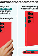 Forterra Forterra Samsung Galaxy S25 Ultra Hoesje Siliconen Met Screenprotector - Rood