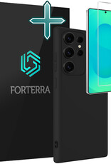 Forterra Forterra Samsung Galaxy S25 Ultra Hoesje Siliconen Met Screenprotector - Zwart