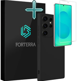 Forterra Forterra Samsung Galaxy S25 Ultra Hoesje Siliconen Met Screenprotector - Zwart