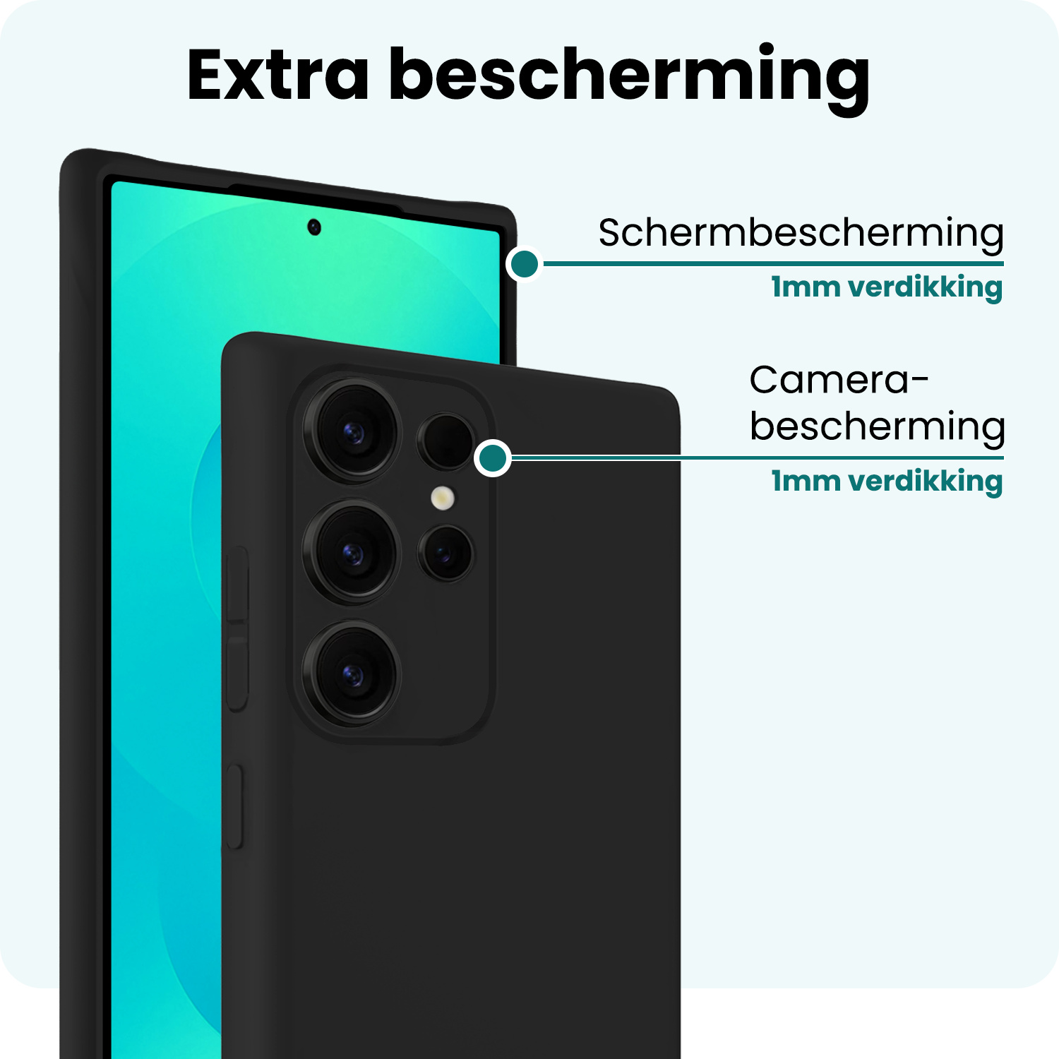 Forterra Forterra Samsung Galaxy S25 Ultra Hoesje Siliconen Met Screenprotector - Zwart