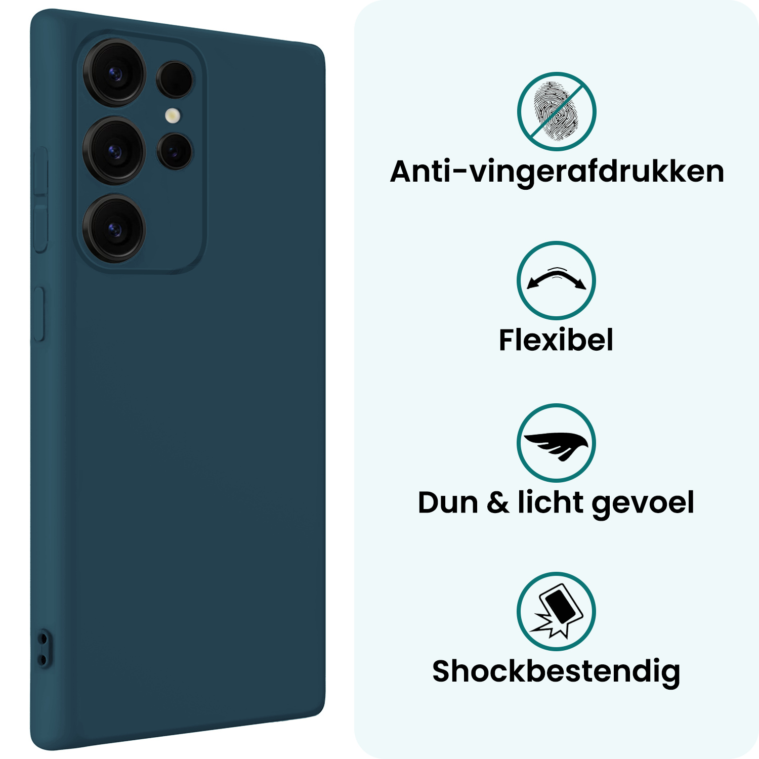 Forterra Forterra Samsung Galaxy S25 Ultra Hoesje Siliconen Met 2x Screenprotector - Donkerblauw