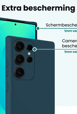 Forterra Forterra Samsung Galaxy S25 Ultra Hoesje Siliconen Met 2x Screenprotector - Donkerblauw