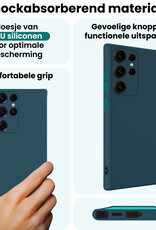 Forterra Forterra Samsung Galaxy S25 Ultra Hoesje Siliconen Met 2x Screenprotector - Donkerblauw
